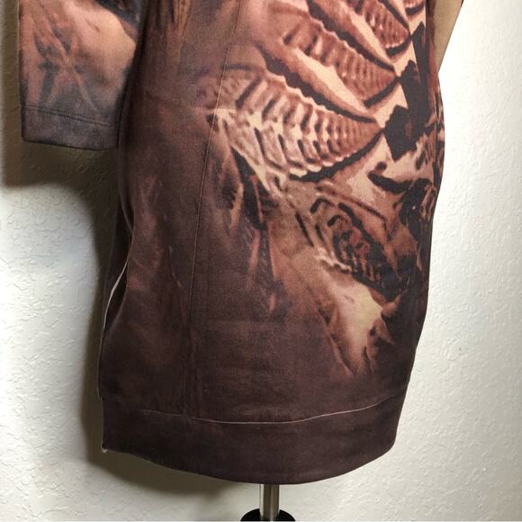 Adolfo Dominguez brown graphic print asymmetrical zip knit dress size Small - Picture 10 of 15
